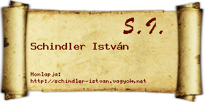 Schindler István névjegykártya